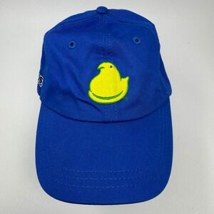 Peeps Brand Blue Cotton Baseball Hat Yellow Chick Logo Adjustable Strapback Cap